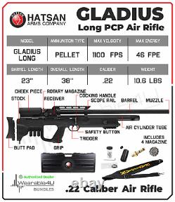 Hatsan Gladius Long PCP. 22 Caliber Side Lever Action Air Rifle with Hard Case