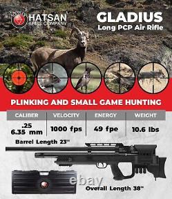 Hatsan Gladius Long PCP. 25 Cal Side Lever Action Air Rifle with Pellets Bundle