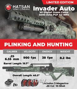 Hatsan Invader Limited Edition. 25 Cal PCP DG Camo Air Rifle withTargets & Pellets