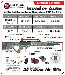 Hatsan Invader Limited Edition. 25 Cal PCP DG Camo Air Rifle withTargets & Pellets