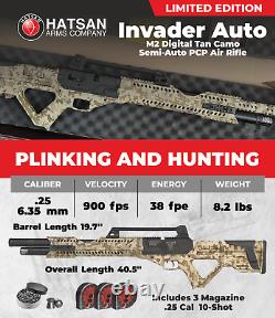 Hatsan Invader Limited Edition. 25 Cal PCP Side Bolt Digital Tan Camo Air Rifle