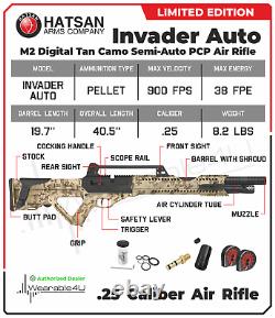 Hatsan Invader Semi-Auto. 25 Cal Side Bolt 900 FPS 38 FPE PCP Air Rifle