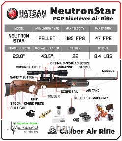 Hatsan NeutronStar. 22 Cal Air Rifle with Scope and Pellets and Targets Bundle