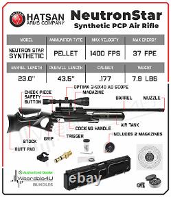 Hatsan NeutronStar Syn. 177 Cal QE PCP Air Rifle withScope &Targets & Pellets&Case