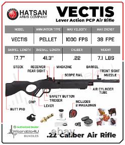 Hatsan Vectis. 22 Cal Air Rifle with Pack of Pellets and Paper Targets Bundle