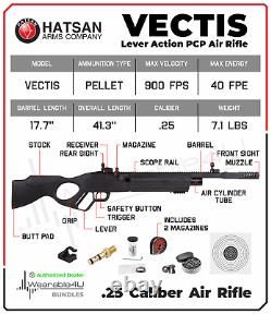 Hatsan Vectis. 25 Cal Lever Action PCP QE Air Rifle with Paper Targets and Pellets