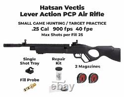 Hatsan Vectis. 25 Cal Lever Action PCP QE Air Rifle with Paper Targets and Pellets