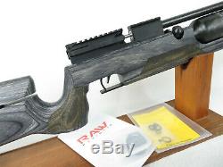 RAW HM1000X LRT PCP Air Rifle. 25 caliber, RH, Black Laminate Stock