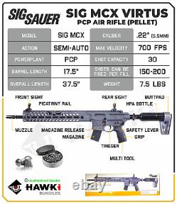 Sig Sauer Airgun Virtus ASP. 22 Caliber Air Rifle with 250x Pellets Bundle