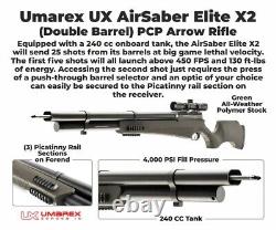 Umarex AirSaber Elite X2 Double Barrel Side Cocking Lever PCP Air Rifle withArrows