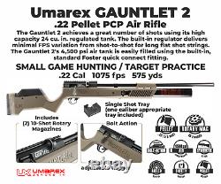 Umarex Gauntlet 2 PCP. 22 Cal Air Rifle withScope & Pellets & Case&Targets Bundle