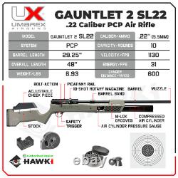 Umarex Gauntlet 2 SL22.22 Cal PCP Side Lever Air Rifle with Pellets and Targets