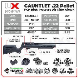 Umarex Gauntlet PCP. 22 Cal Air Rifle with Extra Mag and 250x Pellets Bundle