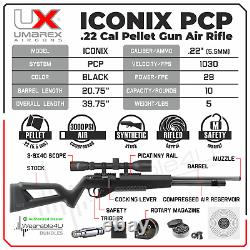 Umarex Iconix. 22 Caliber Side Lever PCP Air Rifle withTargets & Pellets and Scope