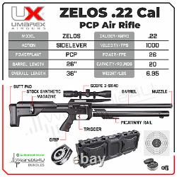 Umarex Zelos. 22 Cal PCP Precision Air Rifle withTargets & Pellets & Scope & Case