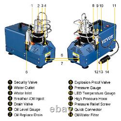 VEVOR 110V PCP Air Compressor 30Mpa/4500Psi Auto-Stop High Pressure Air Pump